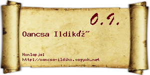 Oancsa Ildikó névjegykártya